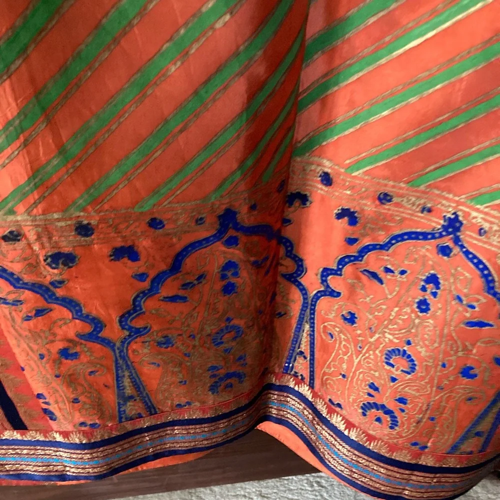 Multicolored Block printed silk stole/dupatta - Picture 7 of 16